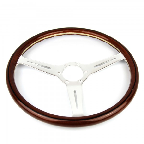 Wooden steering wheel aluminium matt 360mm