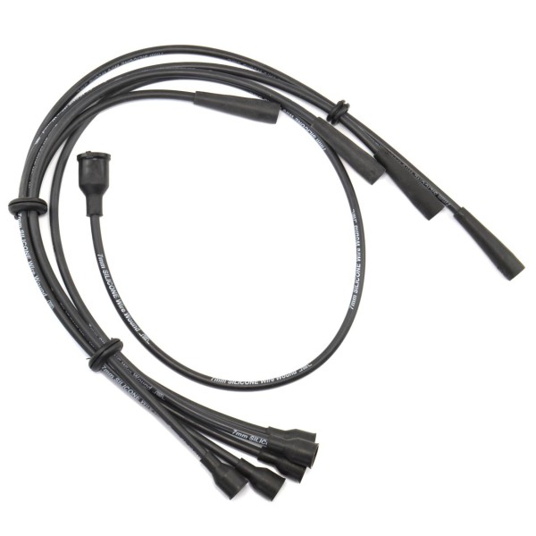 Ignition cable set Fiat 124 Spider, 124 Coupe (black) (ignition distributor at the bottom left of the engine block)