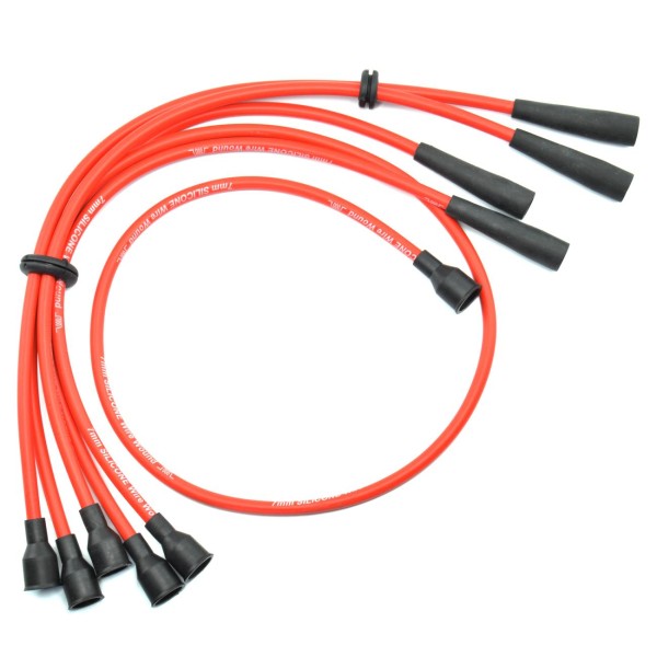 Ignition cable set Fiat 124 Spider, 124 Coupe (red) (ignition distributor on top right of cylinder head)