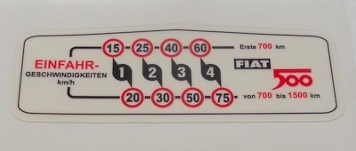 Sticker "ENTRY SPEEDS" Fiat 500