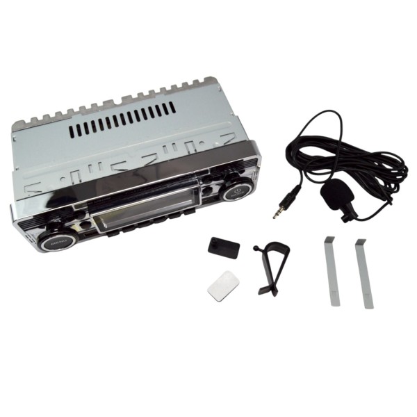 Radio para coche Caliber Retro (plateada) con Bluetooth, USB, AUX y DAB+