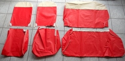 Set of seat covers (red/beige) Fiat 600 D
