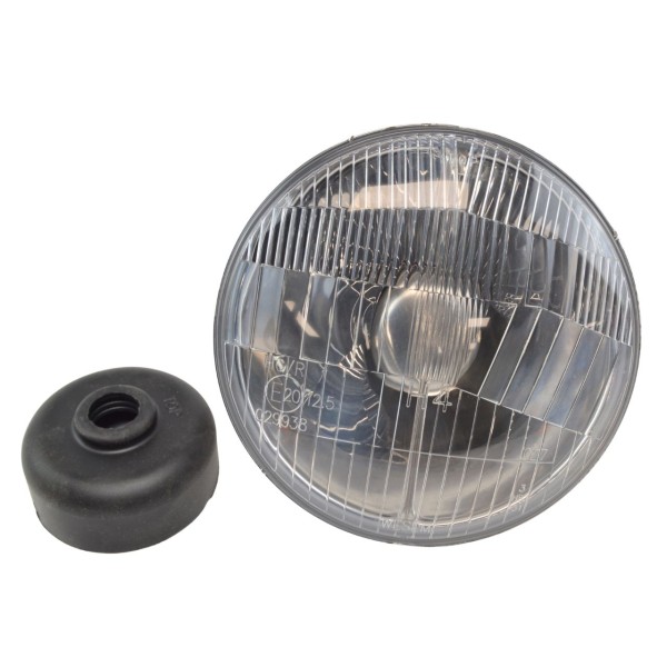 Farol H-4 de 5 polegadas, montagem em anel, lente curva, com médios e máximos