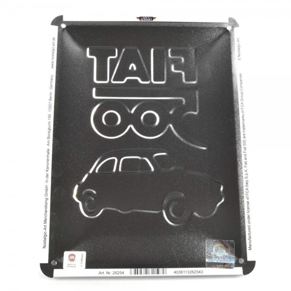 Tin Sign "Fiat 500 - Italian Colours" 15 x 20 cm