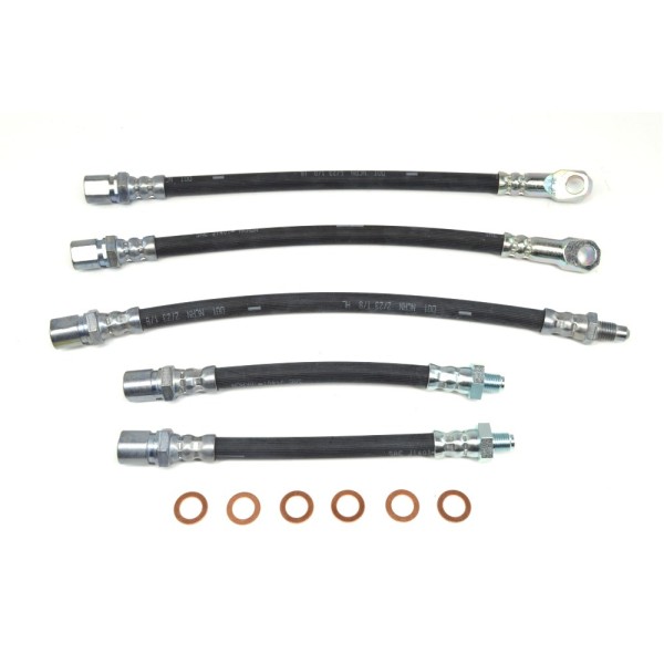 Brake hose set Fiat 124 Spider up to VIN 5506002, 124 Coupé, 124 Berlina - 5 x brake hose