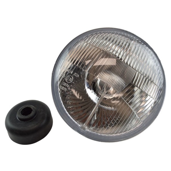 H-4 headlights 7 inch without parking light, ring mounting and domed lens Fiat 124 Spider