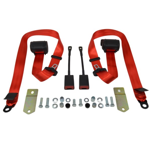 Automatic seat belt set Fiat 124 Spider (77-85 - red