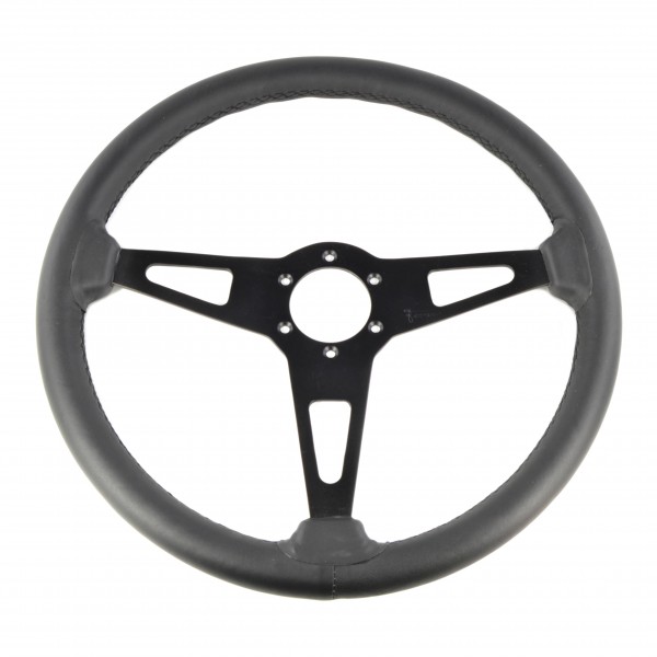 Steering wheel black leather with black spokes 79-84 Fiat 124 Spider original reupholstered