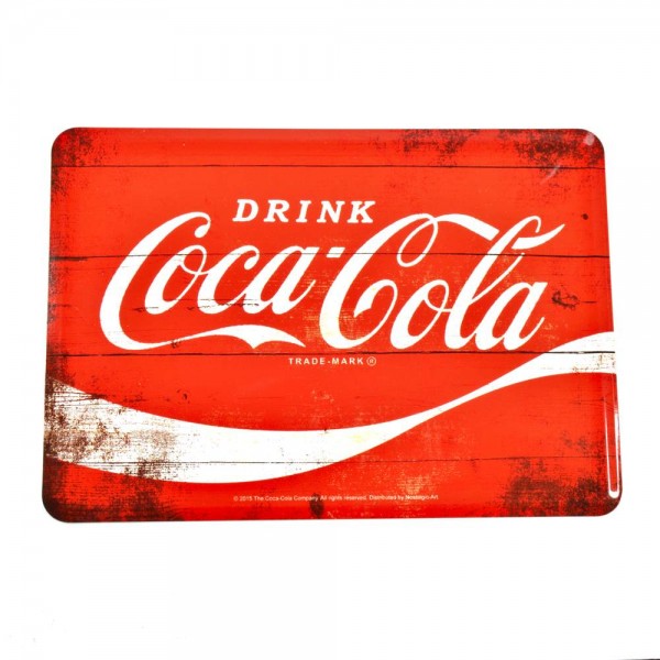 Coca-Cola - Logo plaque rouge d'onde carte postale 14x10cm