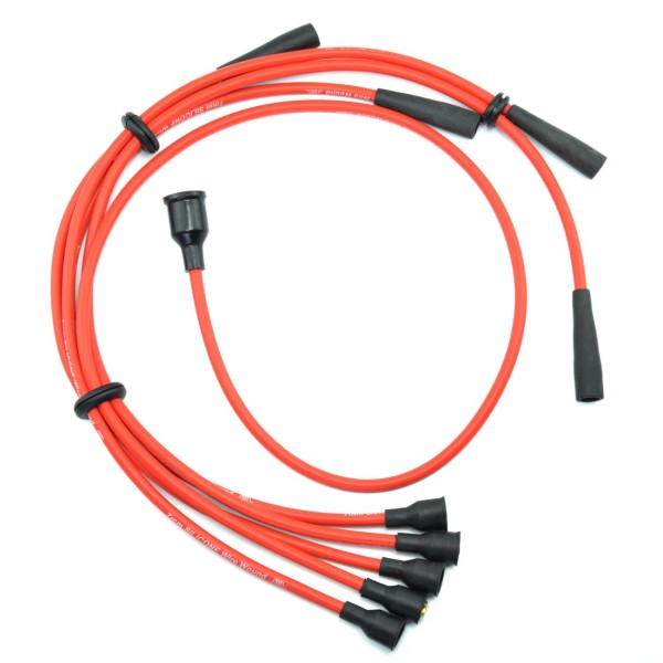 Ignition cable set Fiat 124 Spider, 124 Coupe (red) (ignition distributor at the bottom left of the engine block)