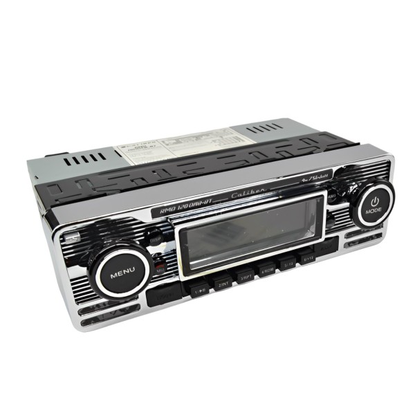 Autorradio Caliber Retro (plateado) con USB, AUX y DAB+.