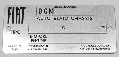 Plaque d'identification FIAT 40 x 80 mm