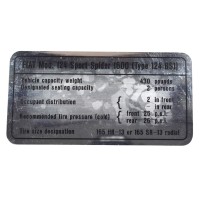 Sticker naamplaatje BS1 voor dashboardkastje Fiat 124 Spider Sticker naamplaatje BS1 voor dashboardkastje Fiat 124 Spider