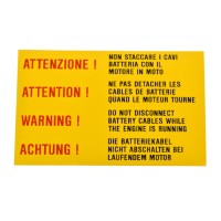 Autocollant « Attention ! Ne débranchez pas la batterie » Autocollant « Attention ! Ne débranchez pas la batterie »
