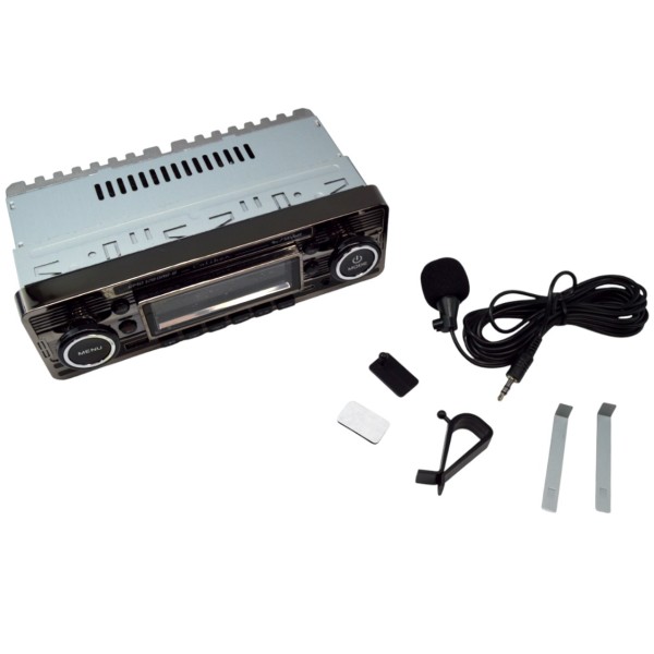 Radio de coche Caliber Retro (negra) con Bluetooth, USB, AUX y DAB+