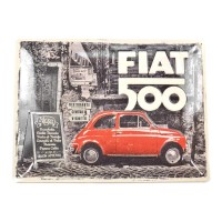 Tin sign "Fiat 500 - Red car in the street" 30 x 40 cm Tin sign "Fiat 500 - Red car in the street" 30 x 40 cm