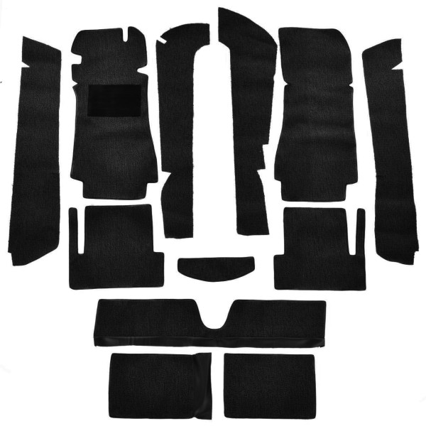 Set moquette con vano portaoggetti sotto ripiano Fiat 124 Spider DS (85) velluto nero