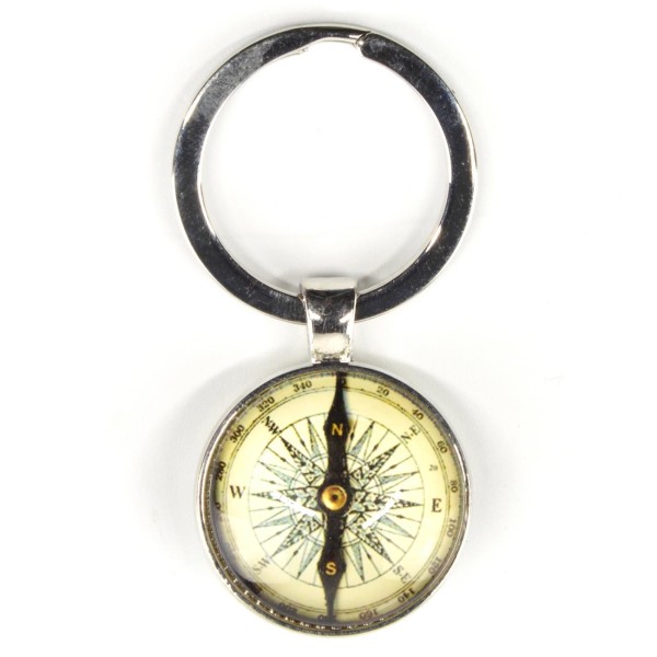 Schlüsselanhänger retro Kompass beige