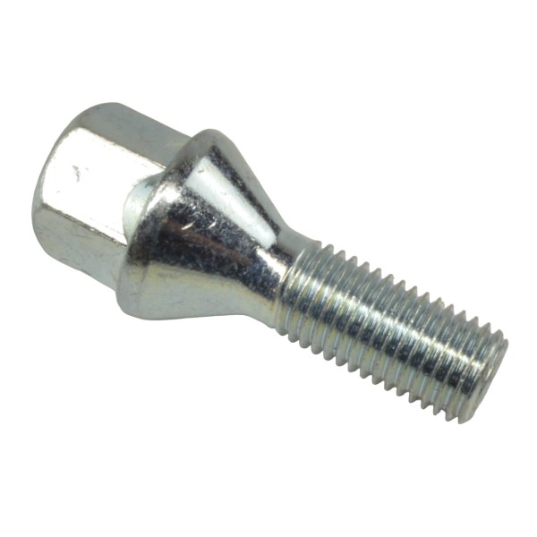 Wheel stud M12 x 1.25 x 28 mm in chrome look (SW17, 12 mm tapered collar)