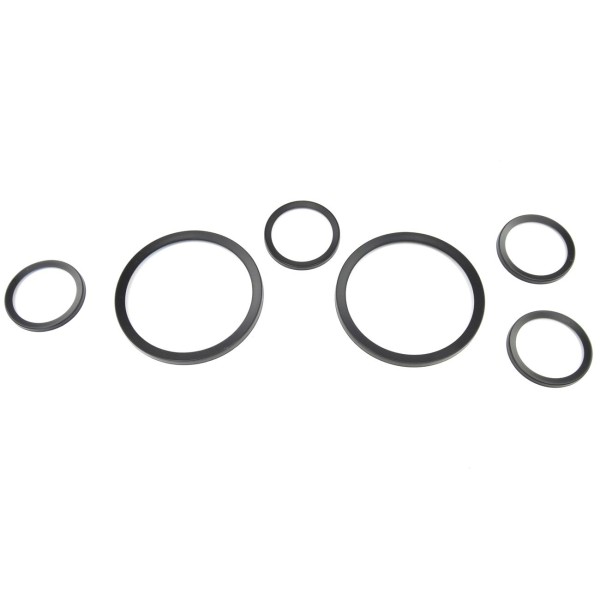 Instrument rings black Set (6 pieces) for flanging Fiat 124 Spider, Fiat 124 Coupé