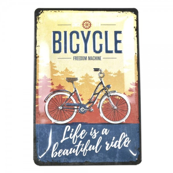 Cartel de hojalata "Bicicleta - Hermoso paseo" 20 x 30 cm