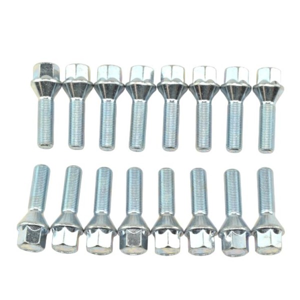 Juego de tornillos de rueda (16 piezas) M12 x 1,25 x 36 (tamaño de llave 17) cromados