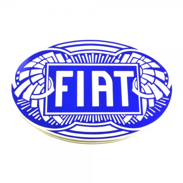 FIAT Lata Logo Azul Almacenamiento Lata Ovalada