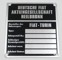 FIAT nameplate 70 x 80 mm