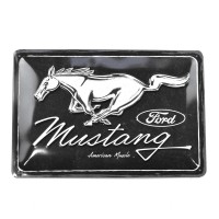 Tin Sign "Ford Mustang - Horse Logo Black" 20 x 30 cm Tin Sign "Ford Mustang - Horse Logo Black" 20 x 30 cm