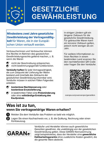 Gesetzliche Gewährleistung (GARAN)